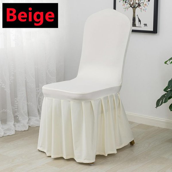 Funda Para Silla De Boda DecoracióN De Fiesta Spandex Con Falda Plisada Uso EláStico Extensible Comedor CumpleañOs Hotel Banquete Regalo Nuevo 6-1 Pieza 1PC White-image