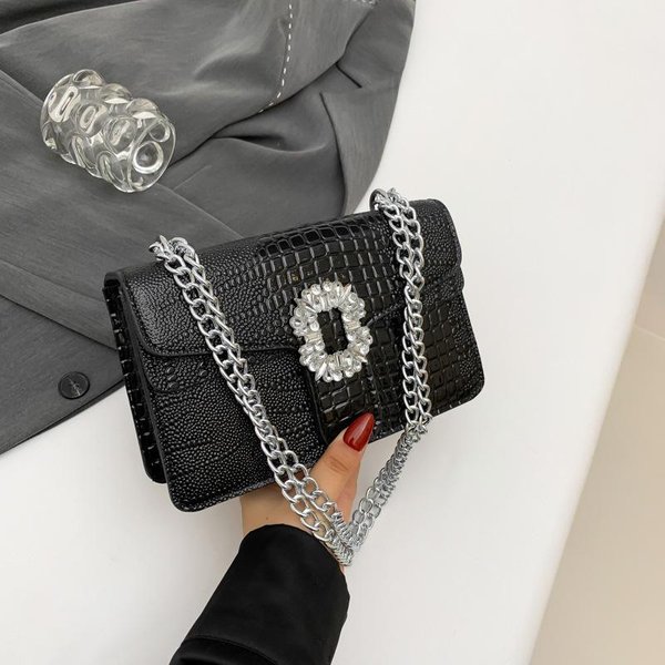 Bolso Bandolera PequeñO Cuadrado De Un Solo Hombro Con Cadena De Textura Informal Simple Y Moderno De Verano Para Mujer-image