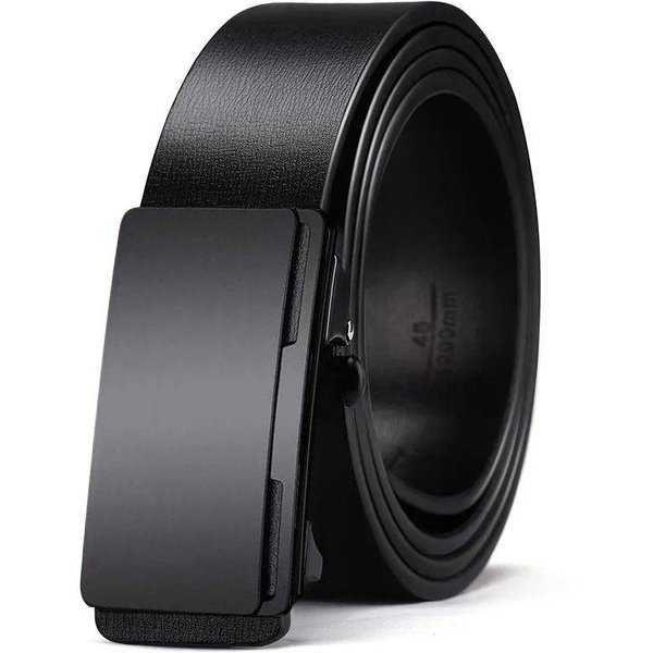 CinturóN De Cuero Genuino Para Hombre Con Hebilla AutomáTica Simple De Negocios Para Hombres De Mediana Edad Y JóVenes CinturóN De Piel De Vaca Para Pantalones Casuales De Hombre 120Cm Gray-image