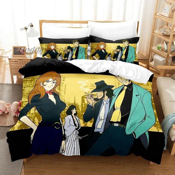 ColeccióN De Ropa De Cama De Lupin El 3º Individual Twin Full Queen King Size ColeccióN De Camas Dormitorio De Adulto NiñO Colecciones De Fundas NóRdicas ImpresióN 3D Anime EU Double 200X200Cm-image