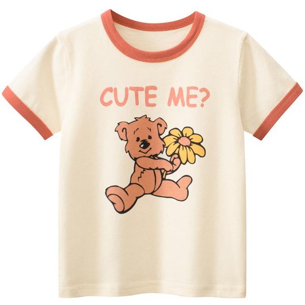 Ropa Para NiñOs Verano Nuevo Estilo Camiseta De Manga Corta Con Dibujo De Oso De Dibujos Animados Ropa Para BebéS NiñAs 140Cm Brown-image