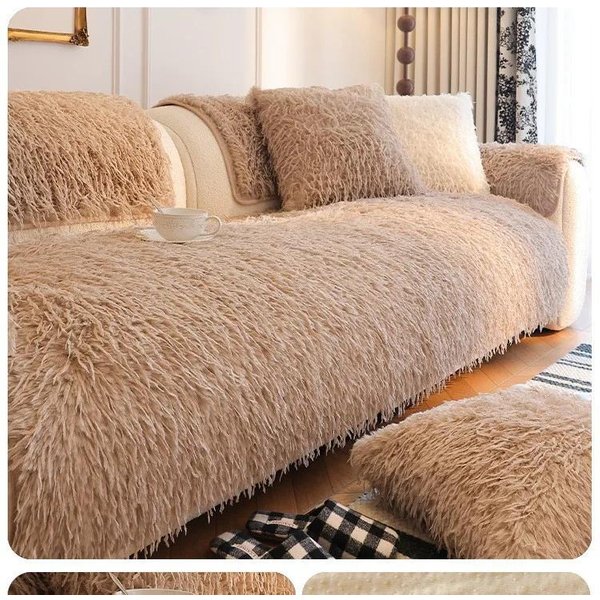 Cubierta De Felpa CóModa Sala De Estar CáLido Invierno Toalla De Sofá Alfombra Universal Antideslizante Manta De Sofá CojíN De Sofá Terciopelo Grueso Sofá 110X110Cm 1Pcs-image