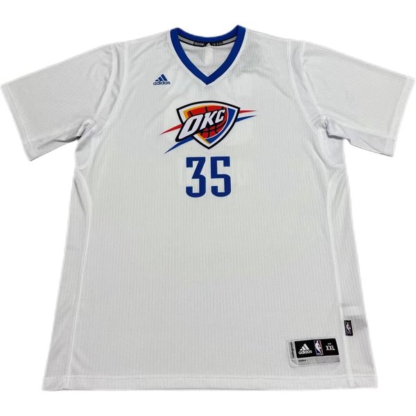 Adidas X NBA Oklahoma City Thunder Durant SW 35 EdicióN Fan Cuello En V CóModa De Manga Corta Camiseta De Baloncesto Unisex Blanca 7470A-3KN-K91104 2XL White-image