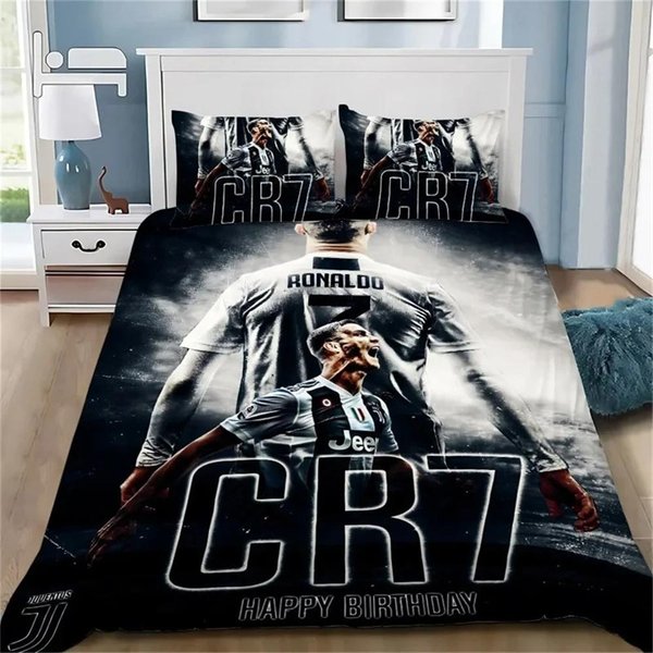 Poszewka Na KołDrę 3D PiłKa CR7 PośCiel MięKka Poszewka Na KołDrę Z 1/2 Poszewkami Na Poduszki Dla Dzieci DorosłYch Poszewka Na KołDrę Z Mikrofibry 155X200Cm-image