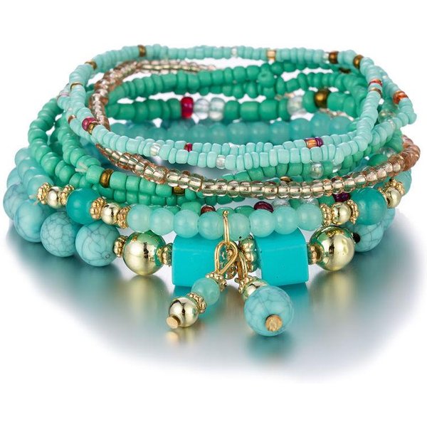 Kolorowa Bransoletka Z KoralikóW RyżOwych Bohemia Zestaw Dla Kobiet Letnia RęCznie Robiona ŁAńCuszek Z KoralikóW Bransoletka MęSka Boho Etniczna BiżUteria Prezent Blue-image
