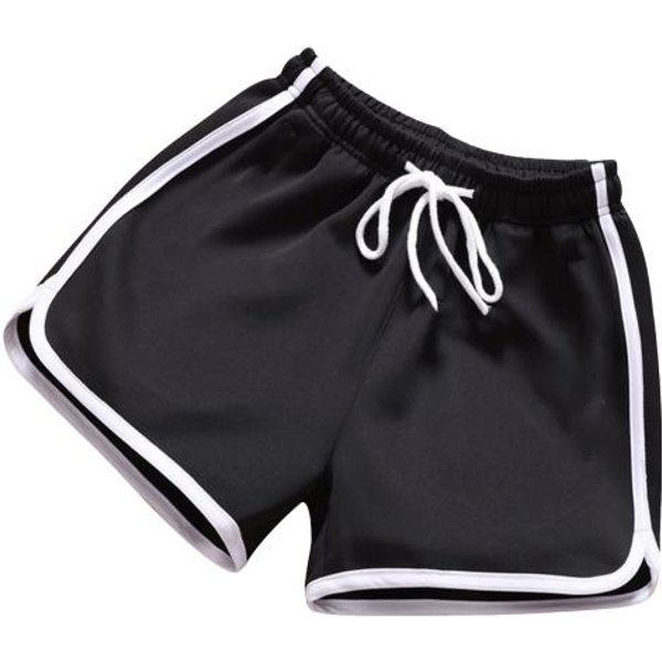 Pantalones Cortos Para Hombre, Con CordóN, Cintura EláStica, Color SóLido, Finos, Deportivos, Holgados, Hasta La Rodilla, Para Playa, Uso Diario, Informales 4XL Negro-image