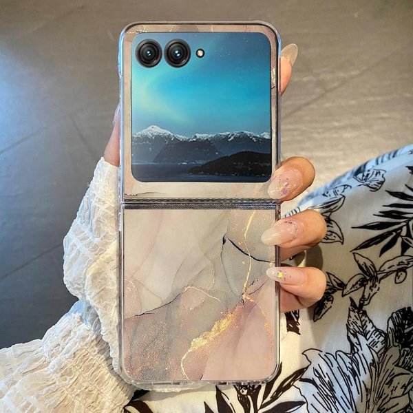 Colorful Marble Patterned Phone Case For Motorola Razr 60 Ultra Razr 50 40 Ultra 60 50 40 Clear Shockproof Hard PC Folding Cover Motorola Razr 40 Ultra-image