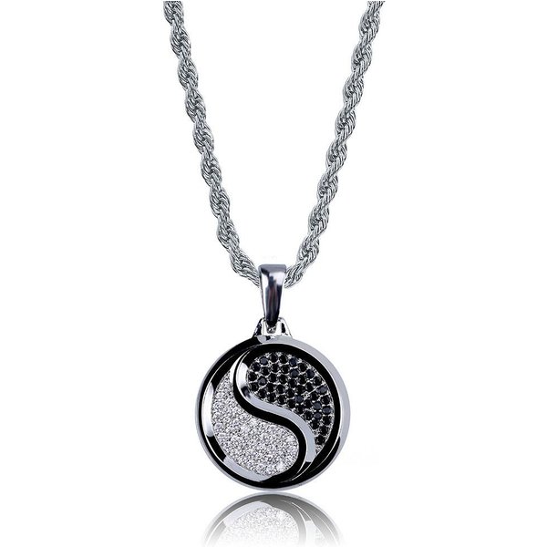 Yin Yang Dwu Biegunowy Wisiorek Tai Chi Bagua Mikro Inkrustowany Cyrkon MęSki I Damski Hip Hop Modny Osobowość Naszyjnik Wisiorek-image