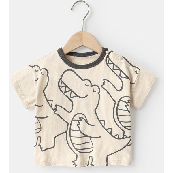 Ropa De Bebé Casual Camiseta De Manga Corta Verano NiñOs NiñAs Bebé NiñOs NiñOs Verano Media Manga 120Cm Beige-image
