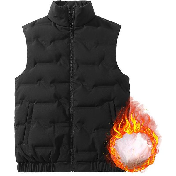 Chaqueta De Plumas, Chaleco De Gran TamañO, Chaleco CáLido De OtoñO E Invierno Para Hombres Y Mujeres, Chaleco Corto Sin Mangas, Chaqueta Ligera 7XL Black-image