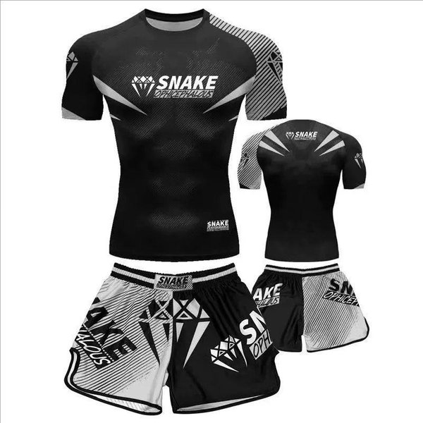 Zestaw Treningowy MMA MęSki KróTki RęKaw Spodenki Sanda Boks Muay Thai Sporty Walki SiłOwnia Trening XXL-image