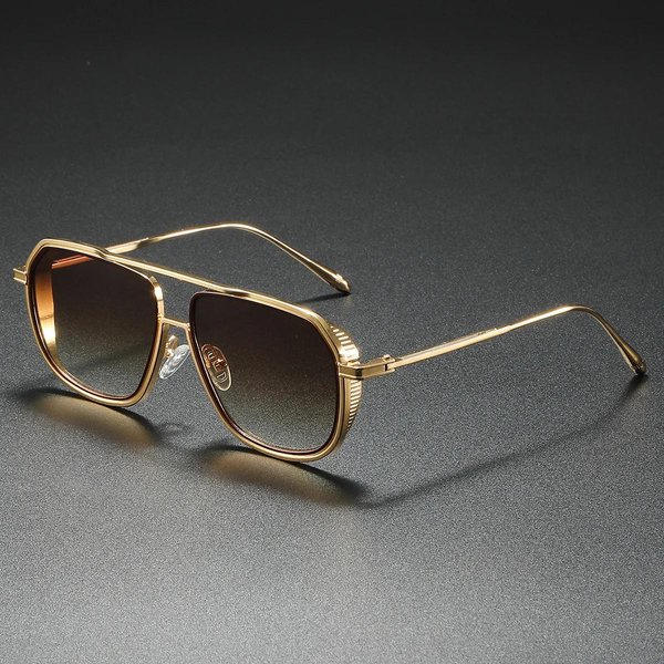 Gafas De Sol Cuadradas Retro Con Doble Puente UV400 Marca De Moda Hombres Mujeres Tendencia Punk Gradiente Gafas De Sol Gray-image