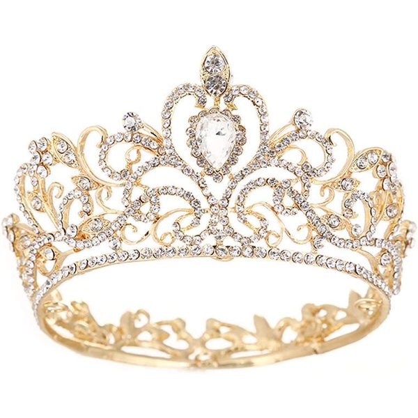 Corona Redonda Barroca Corona De Novia Tiara Corona De CumpleañOs De Princesa Accesorios Para El Cabello Vestido De Novia Escenario Corona Completa Corona-image