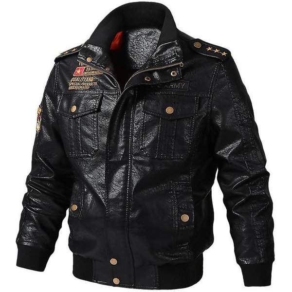 Chaqueta Militar Chaqueta De Cuero Para Hombre Chaqueta Bomber De OtoñO E Invierno Chaqueta Holgada Informal De Moda Para JóVenes 2XL-image