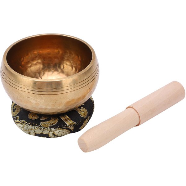 TybetańSka Misa śPiewająCa PrzenośNa Nepalska RęCznie Robiona Miska DźWięKowa Buddy Zestaw Mis Do ŚPiewania Instrument Do Jogi Beige-image