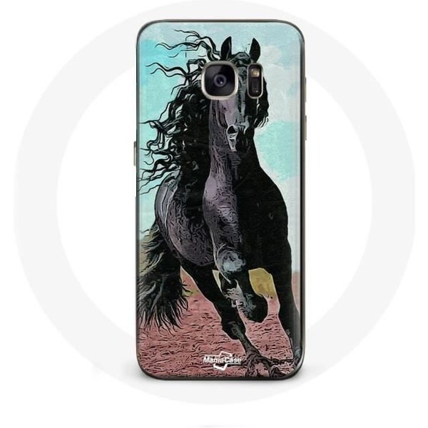 Funda Para Samsung Galaxy S6 Edge Caballo Negro De La Raza FrisóN-image