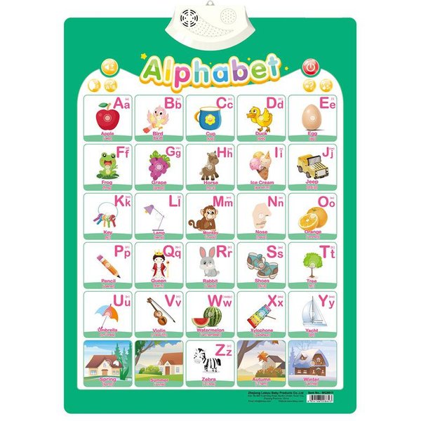 Elektroniczna Tablica śCienna Z Alfabetem Angielskim MóWiąCe Litery ABC 123S Plakat Muzyczny Nauka Zabawka Edukacyjna Idealna Dla MałYch Dzieci Prezenty White-image