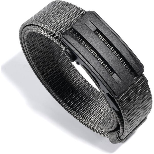 CinturóN Exterior Nuevo CinturóN De Nylon Para Hombre Ajustable Hebilla AutomáTica Simple CinturóN 120Cm Black-image