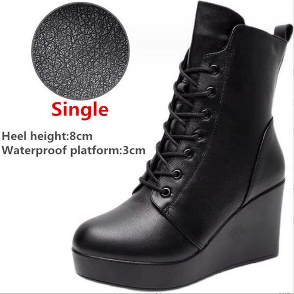 Damskie Botki Ze SkóRy Naturalnej Zimowe Damskie Pluszowe ŚNiegowce Botki Na Platformie I Koturnie Damskie Buty Na Wysokim Obcasie Rozmiar 33-43 36 Gray-image