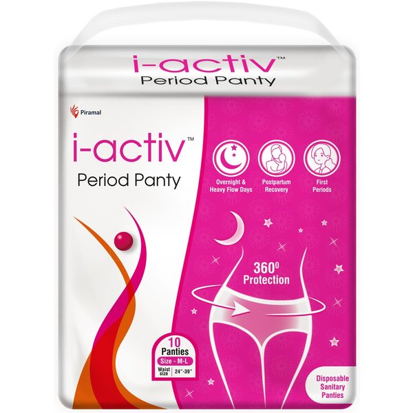 Braguita Menstrual I-Activ Para NiñAs Y Mujeres M-L 10 Unidades, Paquete De 1 Desechable Flujo Abundante ProteccióN Para Maternidad Talla De Cintura - 24 A 39-image