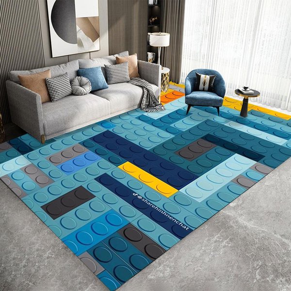 Alfombra GeoméTrica Infantil De Rejilla Dormitorio Sala De Estar Pasillo Alfombra Larga De Tira Antideslizante Alfombra De ÁRea Sofá Felpudo Alfombras DecoracióN Del Hogar 50X80CM-image