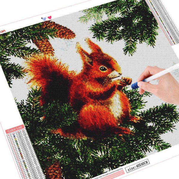 PełNy Haft Diamentowy WiewióRka śCieg KrzyżYkowy 5D Zestawy Do Malowania Diamentami Mozaika ZwierzęTa Sprzedaż DżEtóW Wall Art Prezent Full Round 30X30Cm Red-image