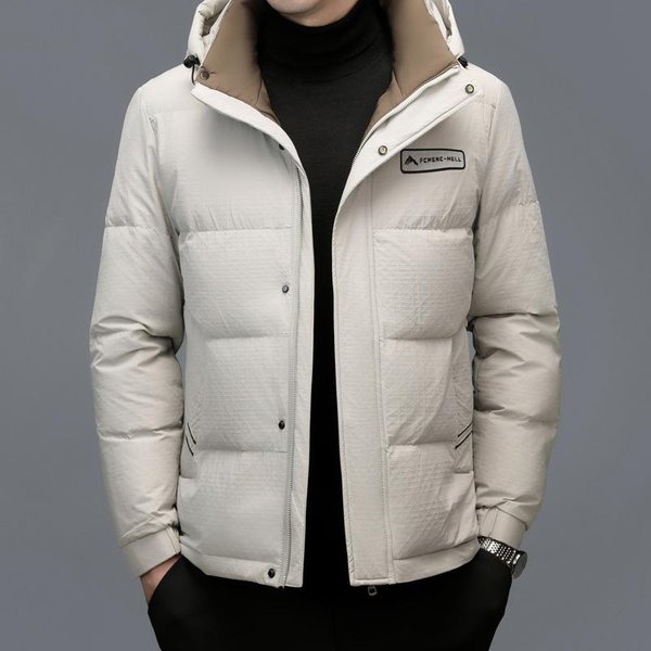 Invierno Nuevo Chaquetas De PlumóN Para Mediana Edad Y Ancianos Para Hombre Chaquetas Cortas Casuales Acolchadas 4XL White-image