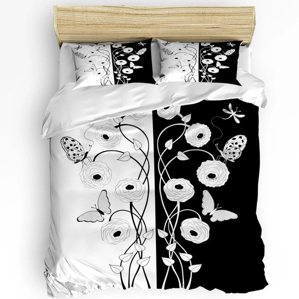 Funda NóRdica Simple A Cuadros Blanco Y Negro Con Funda De Almohada Juego De Cama Personalizado De 3 Piezas Funda De Colcha Cama Doble Textil Para El Hogar EU Single(135X200Cm) Gray-image