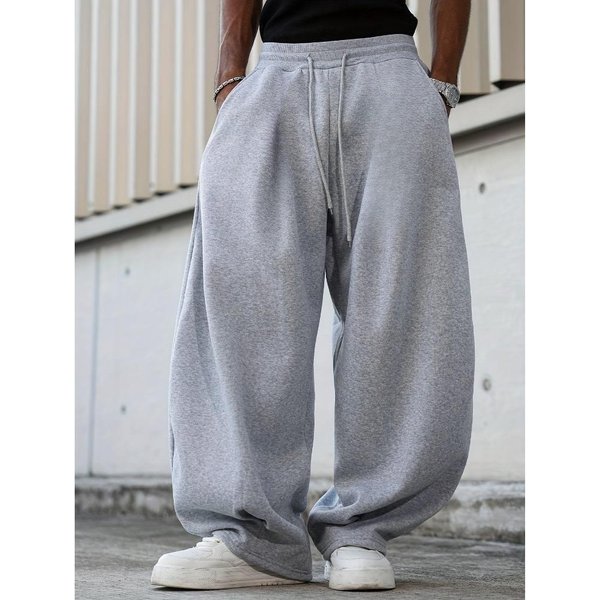 Pantalones Deportivos Casuales Para Hombre Corte Holgado Pantalones AtléTicos De Uso Diario Con CordóN Y Bolsillos Laterales 3XL Gray-image