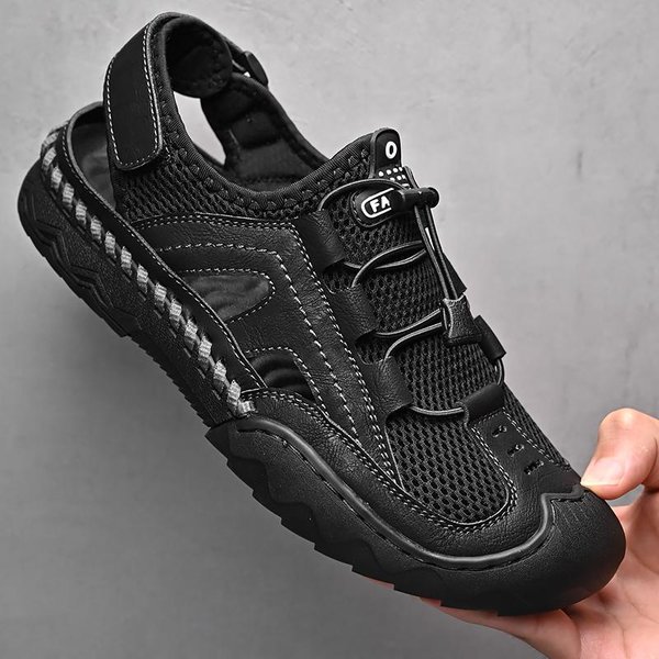 Nuevas Sandalias Para Hombre, Sandalias De Malla Transpirables De Verano Para Hombre, Sandalias De Playa Ligeras Informales Para Exteriores, Zapatos De Moda Para Hombre, Talla Grande 38-46 38 Negro-image