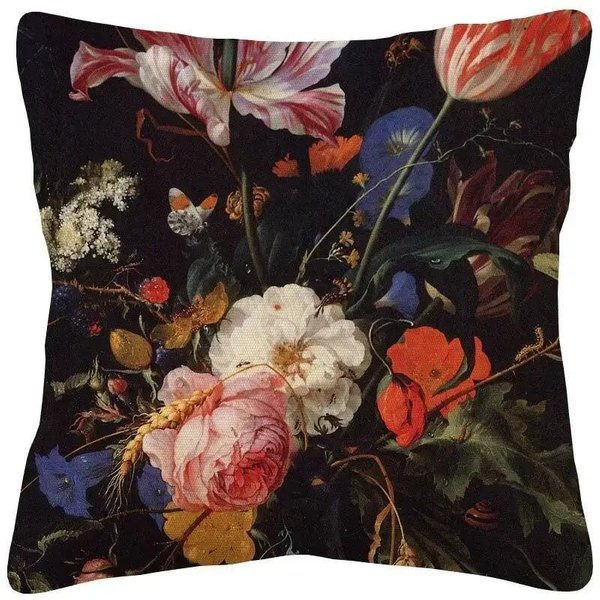 Estilo De Pintura Al óLeo CláSica Flores Funda De Almohada Impresa Por Ambos Lados Felpa Corta CojíN Decorativo Adecuado Para Salas De Estar 45X45Cm-image