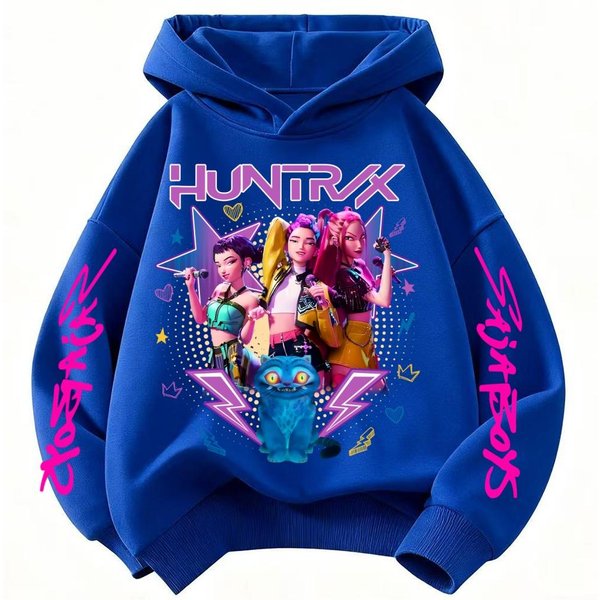 Nadruk ŁOwca DemonóW Bluza Z Kapturem Streetwear Jesień Urocze Anime Pulower DziecięCy Y2K Kawaii Ubrania Z DłUgim RęKawem 140 Fioletowy-image