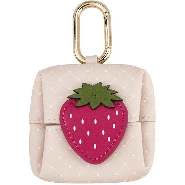 Lindo Colgante De Bolsa Para Auriculares Cuero De Microfibra Mini Bolsa Para Guardar LáPiz Labial Monedero De Moda Billetera Multiusos Para Estudiantes Fresa-image