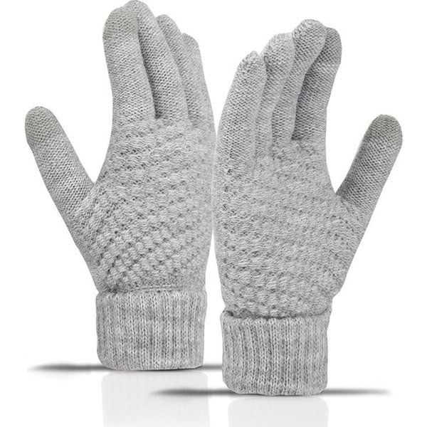 Guantes De Invierno Con Pantalla TáCtil Para Hombre Y Mujer, Manoplas De Punto EláSticas Y CáLidas De Lana De ImitacióN, Guantes De Dedos Completos, Guantes De Crochet Gruesos Para Mujer One Size-image