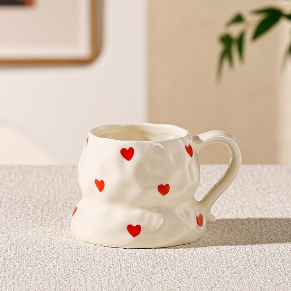 Taza De CeráMica Irregular Con Asa Resistencia A Altas Temperaturas Vajilla De CeráMica Taza Pellizcada A Mano Taza De Té De La Tarde De Aspecto Elevado Taza De Agua Taza De Café 350ML-image