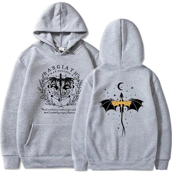Fourth Wing Dwustronne Bluzy Z Kapturem Basgiath War College Bluza Z Kapturem Unisex Bluzy Z Kapturem Bookish Bluza Z Kapturem Z DłUgim RęKawem Swetry Top Xxxl Kolor Szary-image