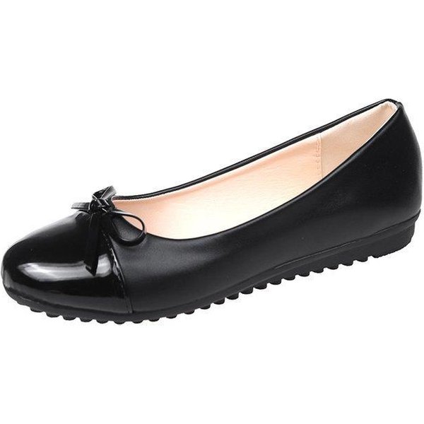 Damskie Baleriny Wygodne PłAskie Buty Damskie AntypośLizgowe Damskie Mokasyny Elegancki Kokardka PłAskie Damskie Pojedyncze Buty 43 Czarny-image