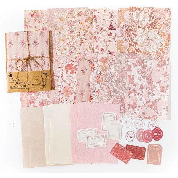 40 Uds. De Papel Floral Hecho A Mano, Mezcla De Material, Diario Basura, Planificador, áLbum De Recortes, Collage Decorativo Vintage, Papel De Fondo Para Manualidades DIY-image
