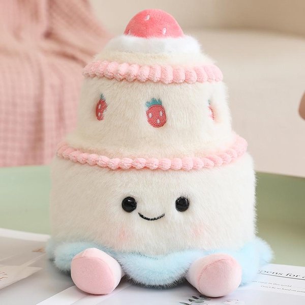 Almohada De Peluche Para Tarta De Dos Pisos Rellena Kawaii Cara Dulce Sonriente CojíN Con Forma Humana Con Piernas DecoracióN Accesorio De Fiesta Regalo-image