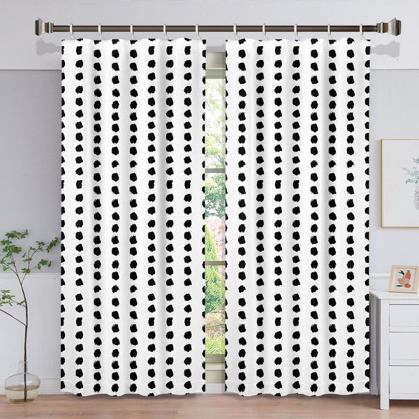 Cortinas Grises Y Blancas Con Estampado GeoméTrico Marroquí Para DecoracióN De Ventanas Francesas, Hogar, SalóN, Dormitorio, Sala De Estar 208W208H(Cm)82X82In&Hook-image