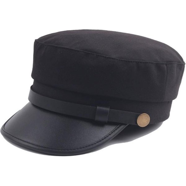SkóRzane Okapy Kapelusz Wojskowy Unisex PłAski Daszek Czapka Baseballowa Sporty Na ŚWieżYm Powietrzu Ochrona PrzeciwsłOneczna One Size Czarny-image