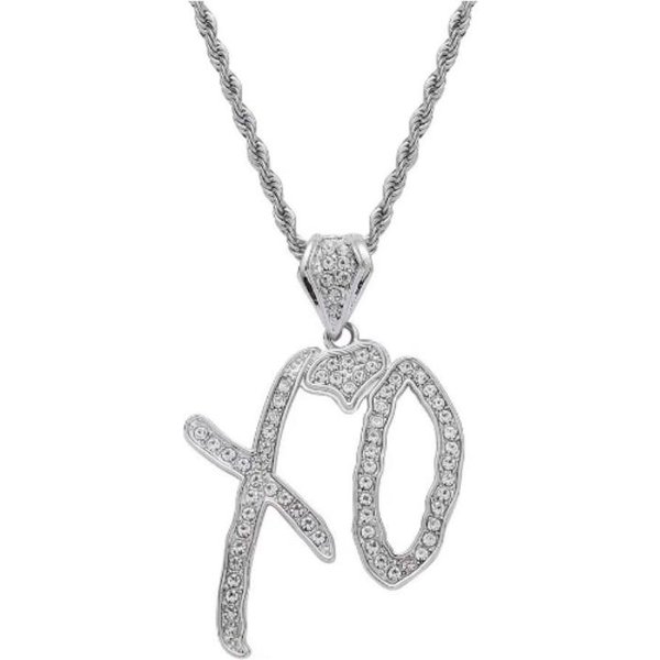 Wysoki Hip Hop Naszyjnik Z Zawieszką Z Literami Xo Dla Kobiet MężCzyzn, Modna Kreatywna BiżUteria W Stylu Hip Hop Rock Z Cyrkoniami SześCiennymi Na Prezent Necklace-image