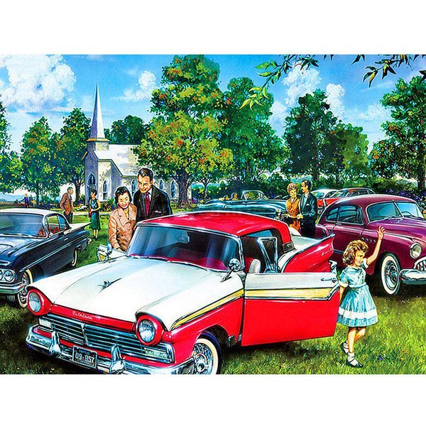 5D Diamante Bordado Coche Paisaje Diamante Pintura Diamantes De ImitacióN Punto De Cruz DecoracióN Del Hogar Diamantes De ImitacióN 20X30CM-image