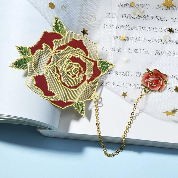 Marcador De Metal Con Hoja De Flor, Colgante De Borla, PapeleríA Retro, Clip Para Libro De Lectura, Regalo Para Estudiante, Suministros Escolares De Oficina, Marca De PáGina-image