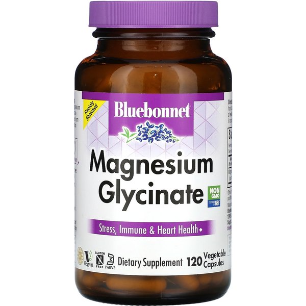 Bluebonnet Nutrition, Glicynian Magnezu, 100 Mg, 120 KapsułEk RośLinnych-image