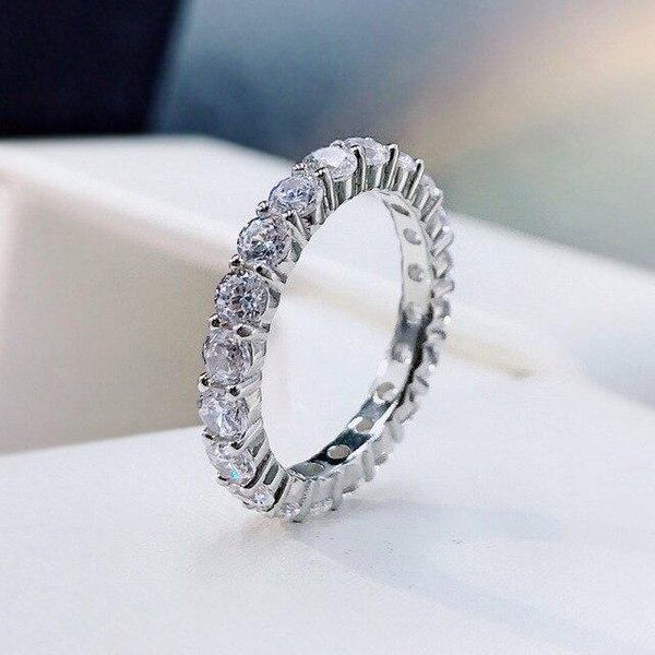 Wong Rain 100% Plata De Ley 925 Moissanita Creada Piedra Preciosa Anillo De Boda Anillo RomáNtico Para Pareja JoyeríA Fina Regalos 5 Blanco-image