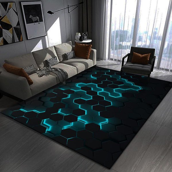 Neonowy Geometryczny Dywanik Do Strefy Gier, AntypośLizgowy, Odporny Na Plamy, Zmywalny, MięKki Dywanik PodłOgowy Do Salonu, Sypialni, Wystroju Domu 50X80Cm 20X31Inch-image