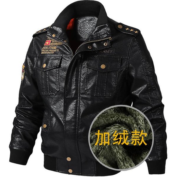 Chaqueta De Cuero De PU Lavada Gruesa Y De Cachemira Nueva Para Invierno, Chaqueta De Cuero Para Motocicleta, Abrigo De Cuero De Talla Grande Para Hombre 6XL-image