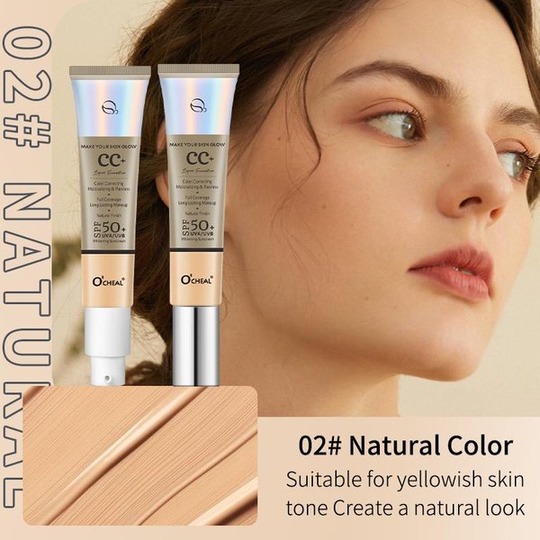 Base CC Cream 30G Impermeable Corrector Hidratante Protector Solar LíQuido SPF 50+ Larga DuracióN Iluminador Prebase De Maquillaje Brown-image