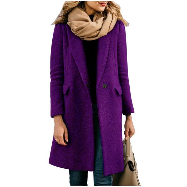 Abrigo Largo De Lana Para Mujer De OtoñO E Invierno Abrigo Nizi M PúRpura-image